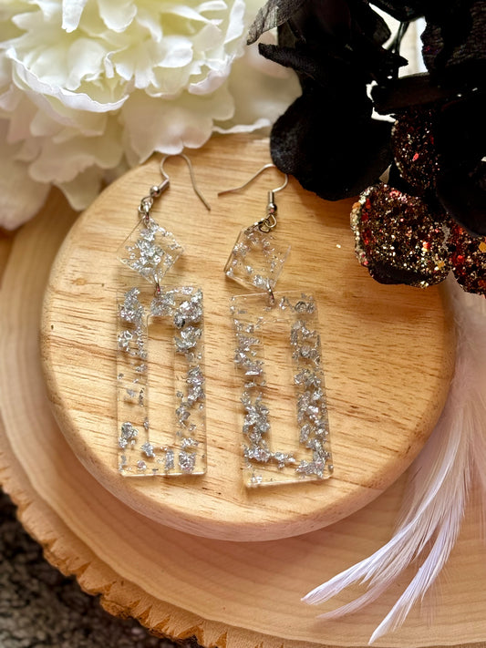 Silver Flake Resin Earrings