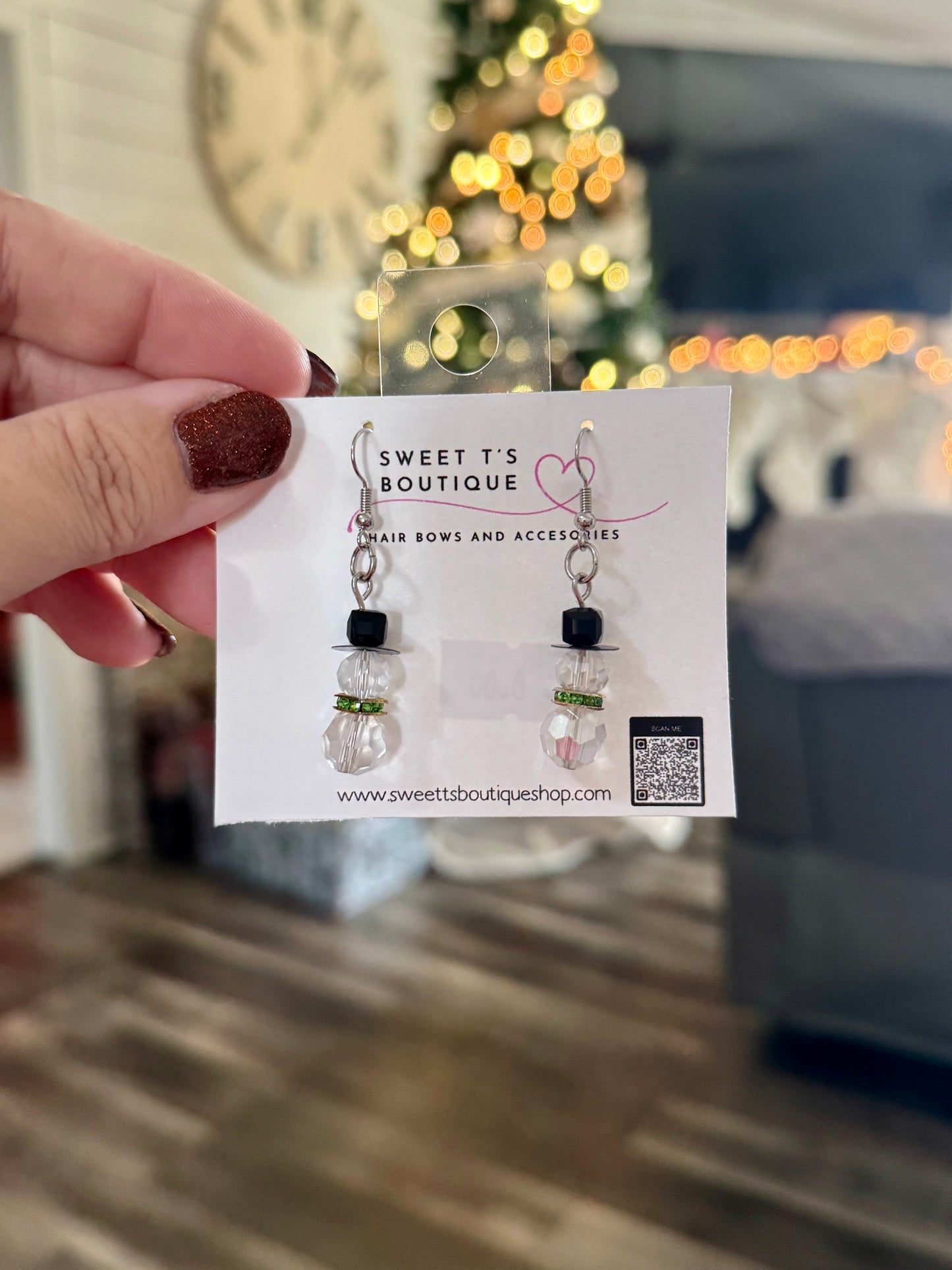 Green Snowman Earrings