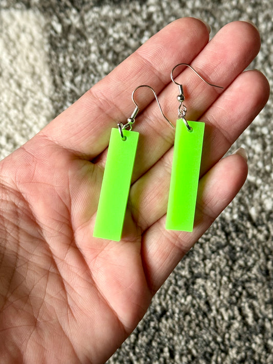 Neon Green Bar Dangle Earrings