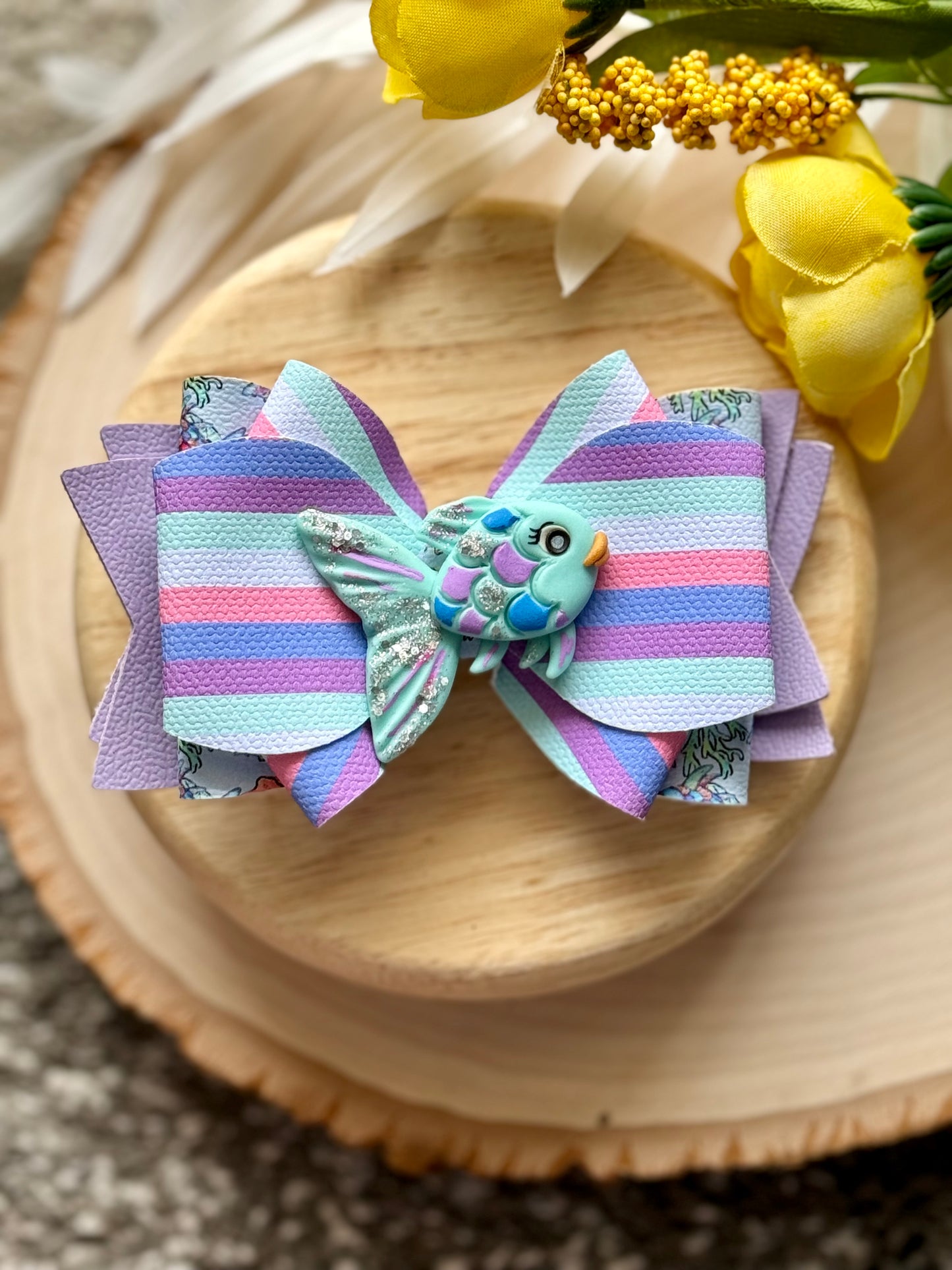 Colorful Stripe Clay Fish Bow