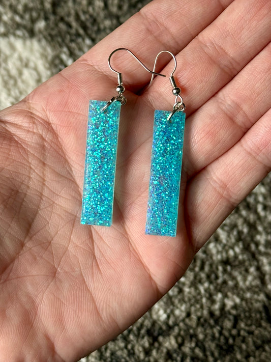 Bubble Blue Bar Dangle Resin Earrings