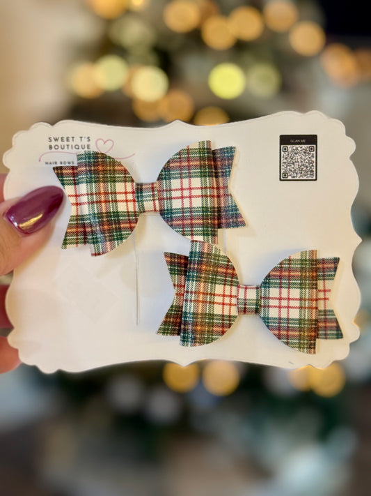 Small Leather Christmas Plaid Piggies