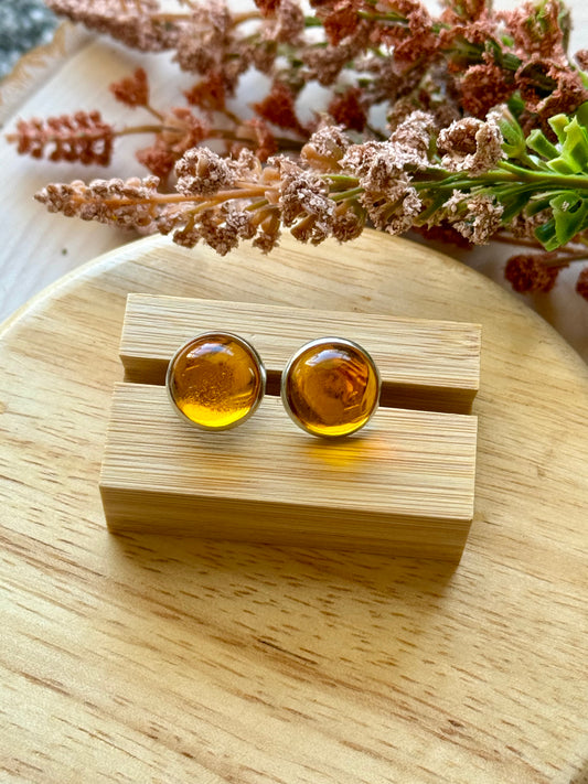 Amber Glass Stud Earrings