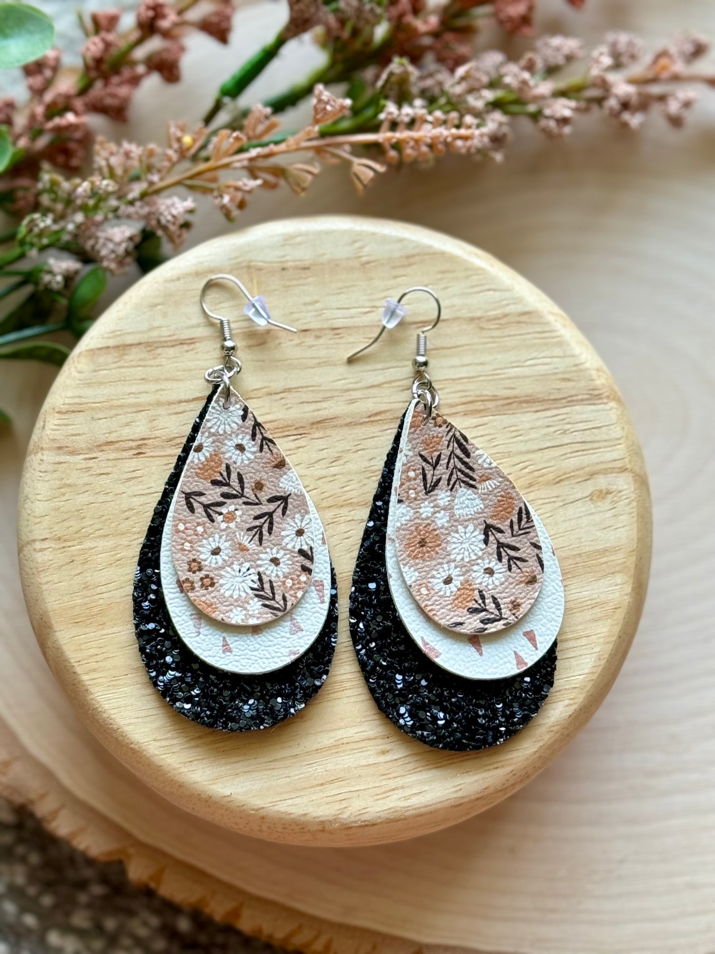 Muted Floral Teardrop Earrings