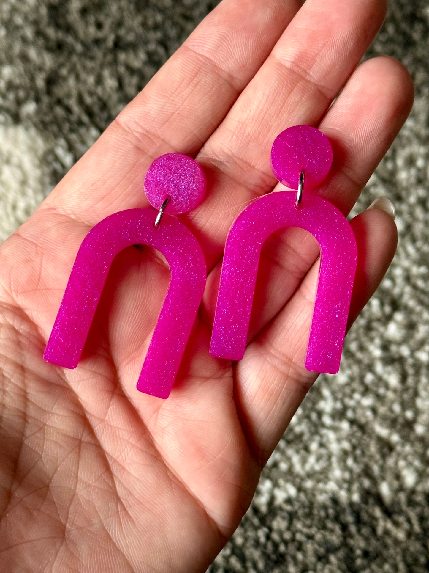 Purple Shimmer Rainbow Resin Earrings