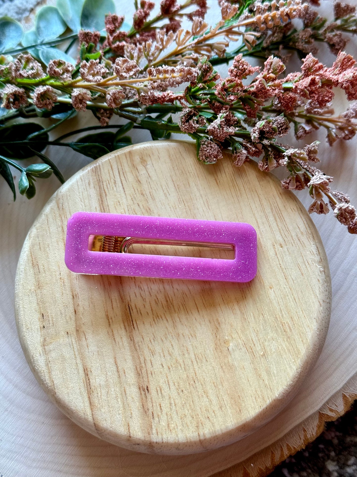 Pink Shimmer Resin Clip