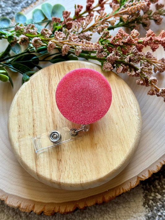 Coral Pink Shimmer Resin Badge Reel