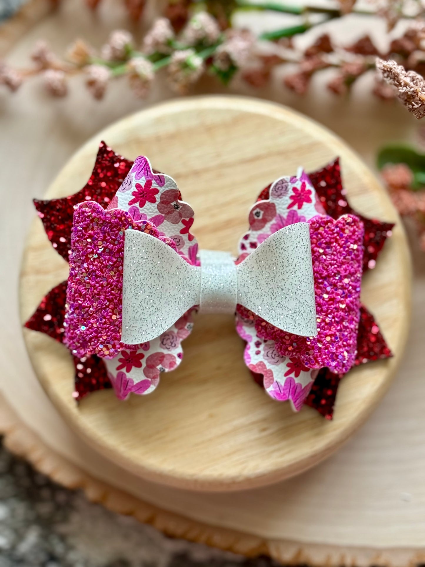 Pink Floral Sassafras Bow