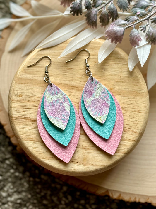 Pastel Shell Leaf Earrings