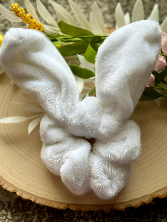 White Bunny Ear Scrunchie