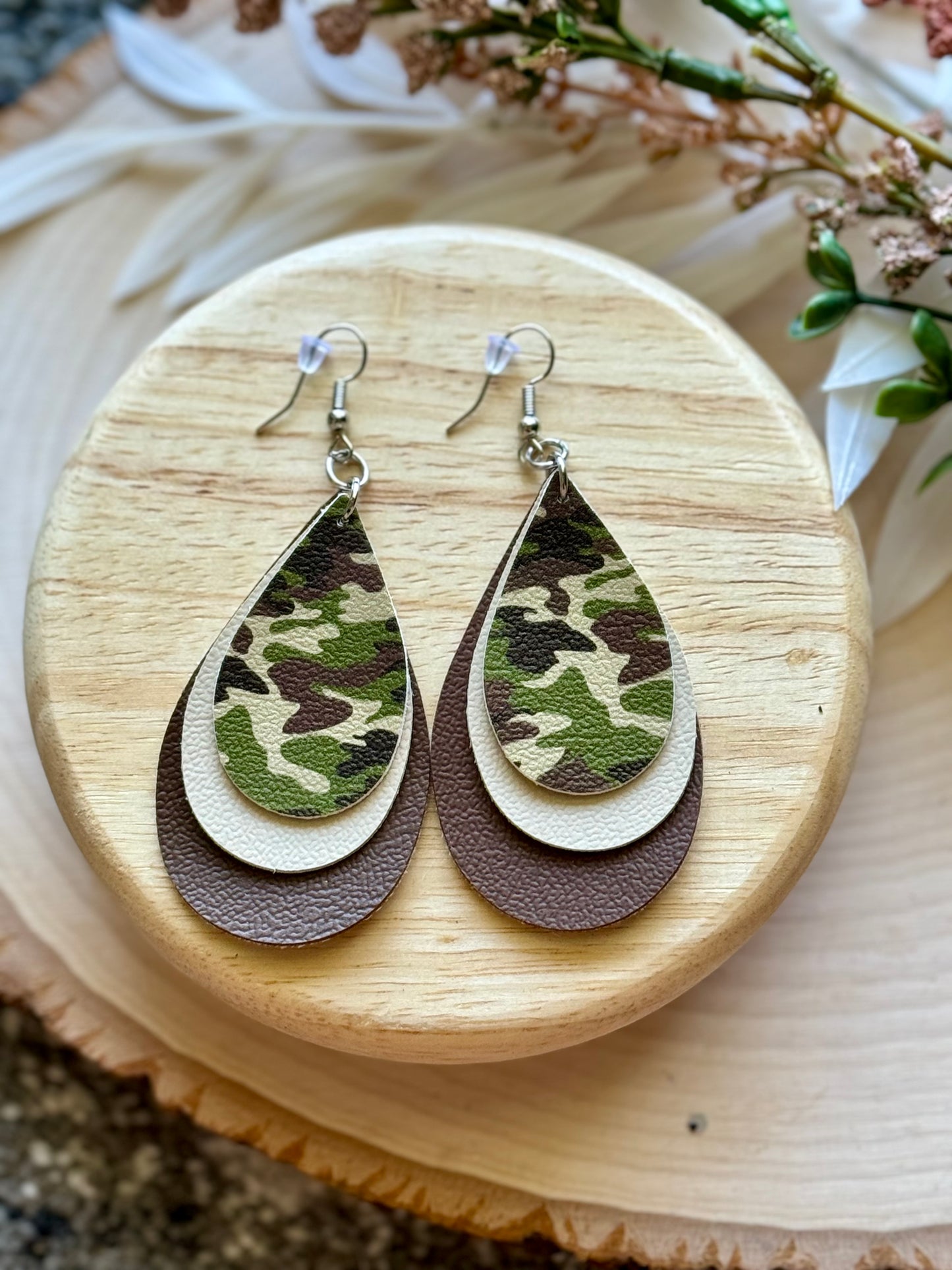 Camo Teardrop Earrings