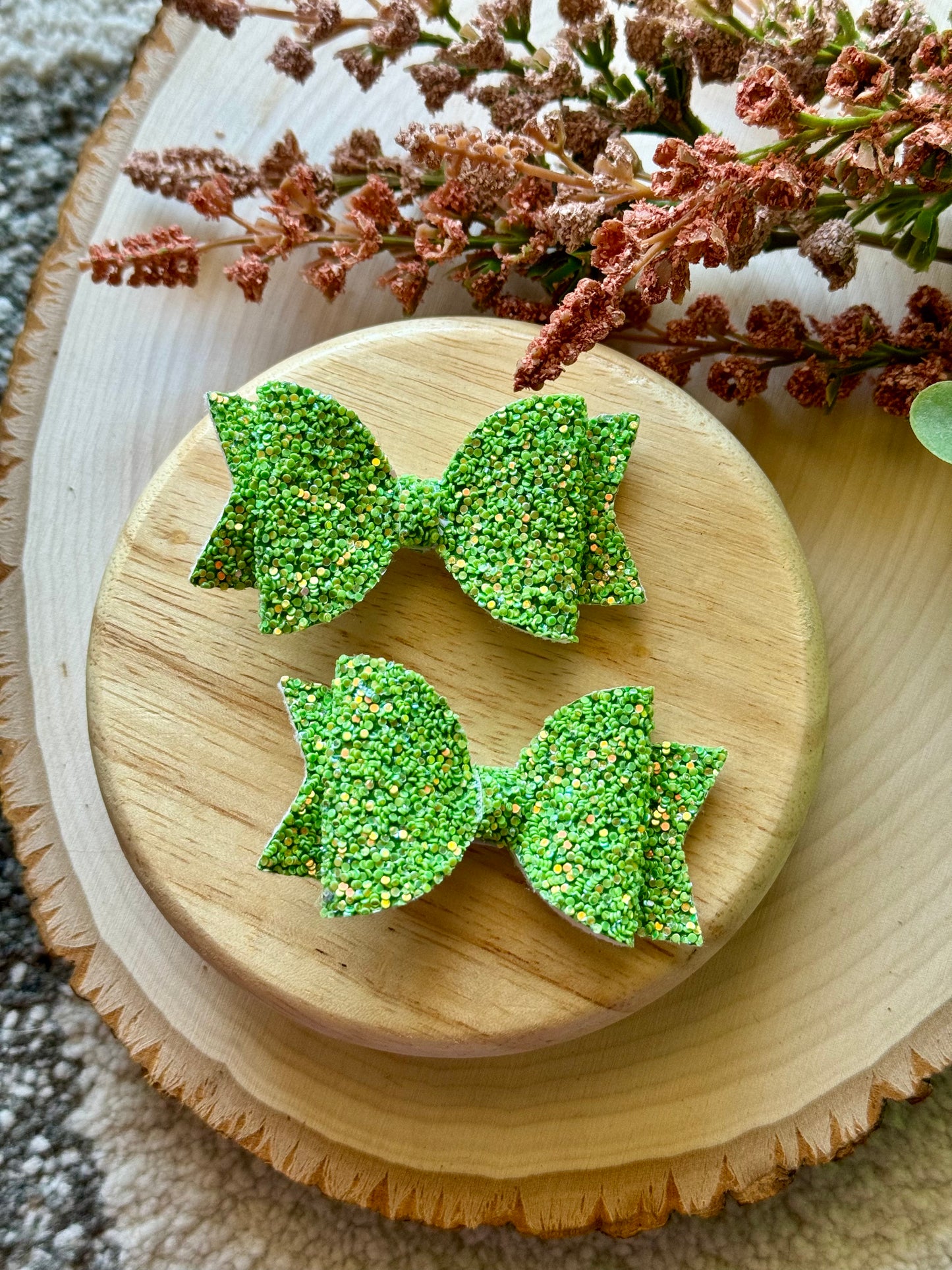 Small Leather Green Glitter Piggies