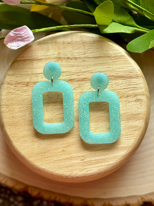 Teal Resin Earrings