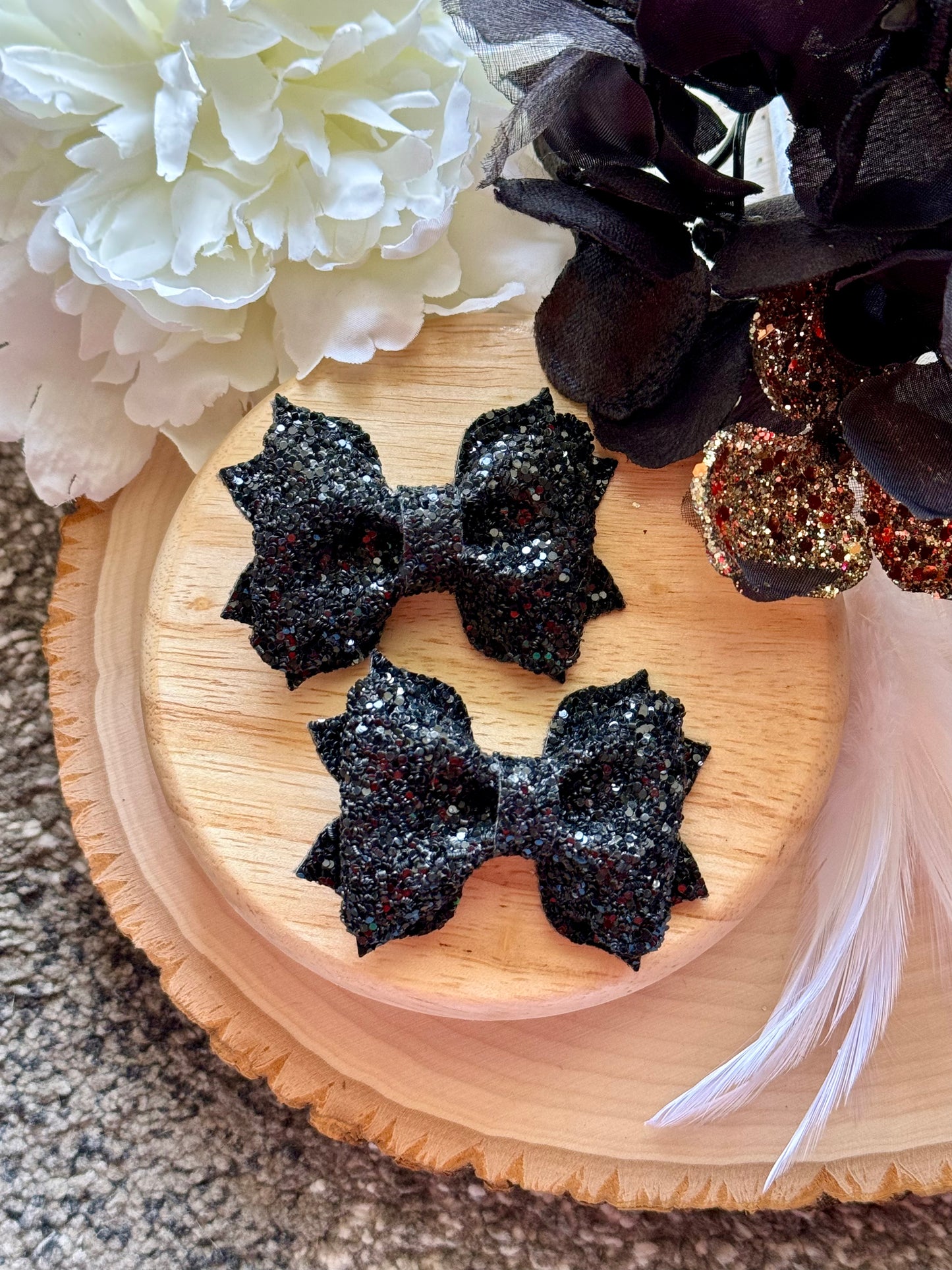 Small Black Glitter Poppy Piggies