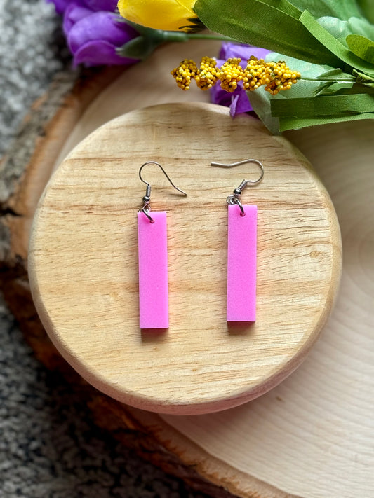 Bubblegum Pink Bar Dangle Resin Earrings