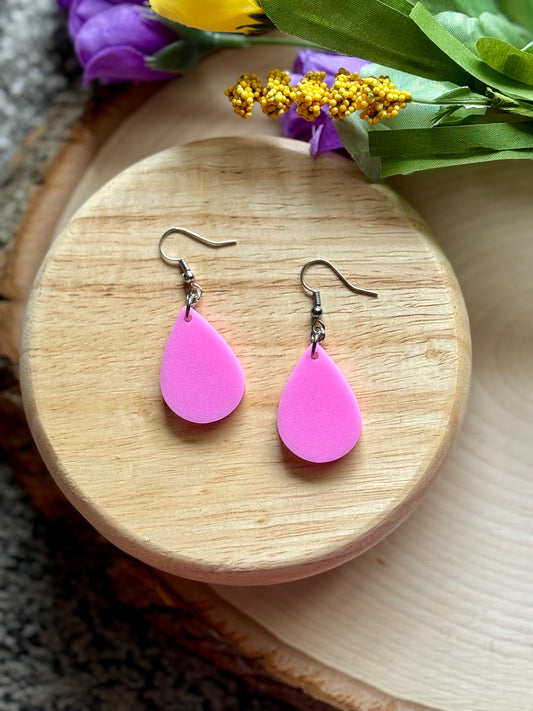 Bubblegum Pink Mini Teardrop Resin Earrings