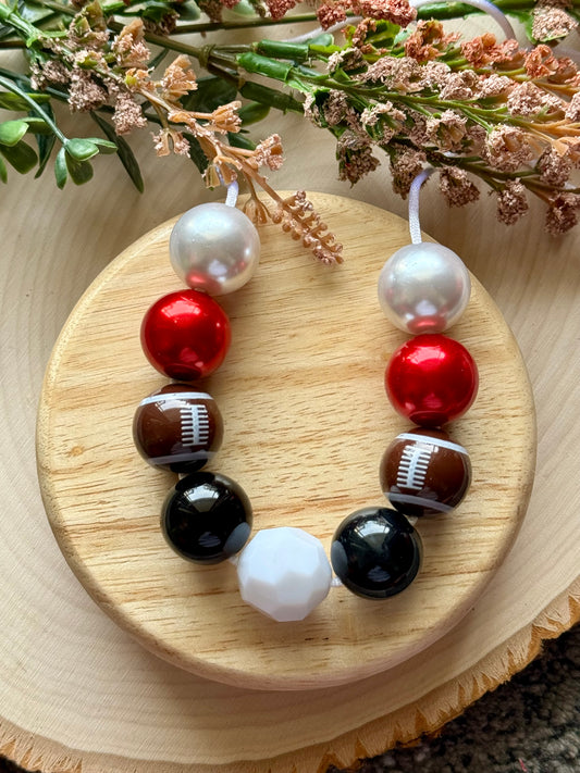 Red and Black Football Necklace