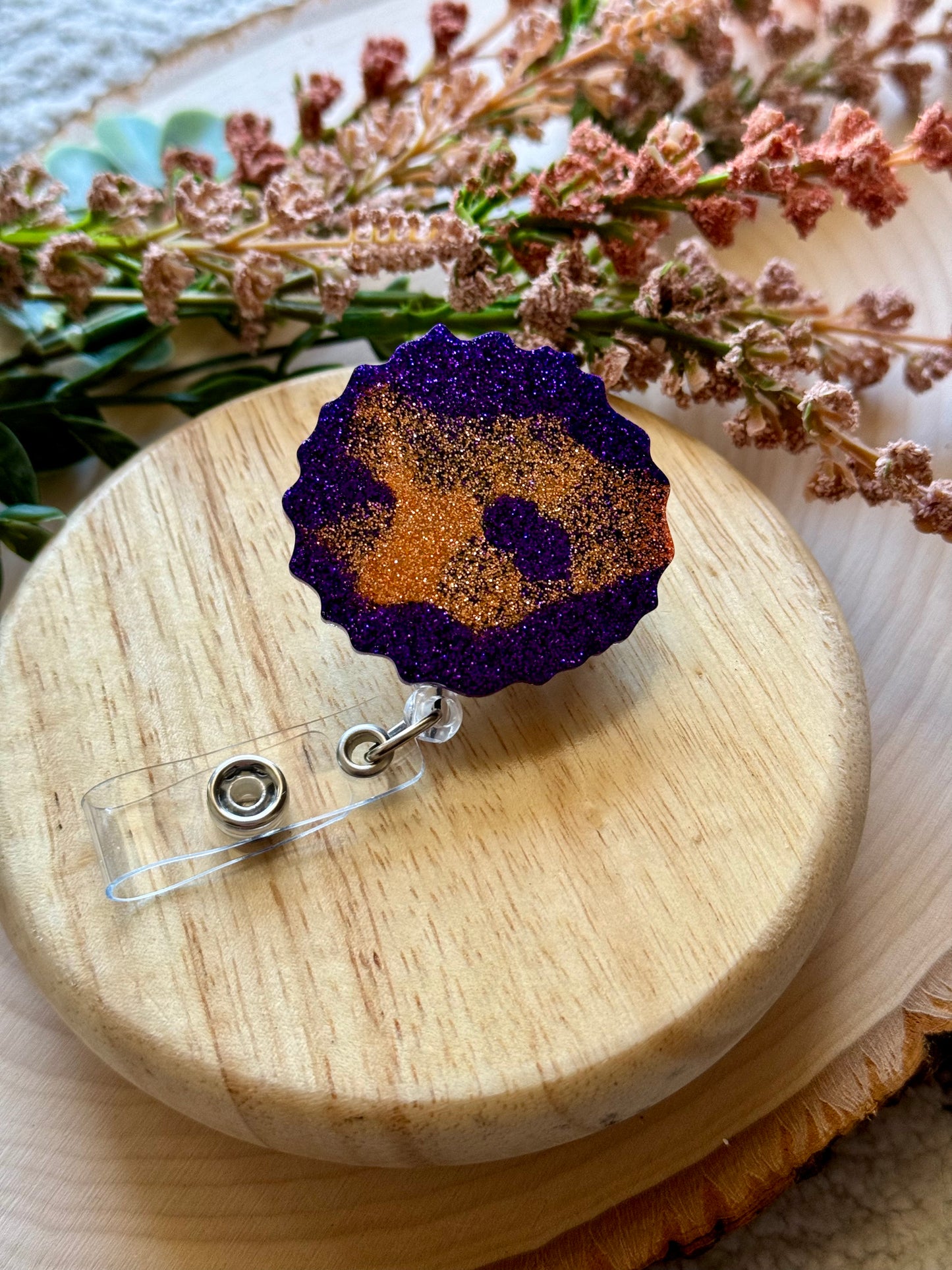 Clemson Swirl Resin Badge Reel