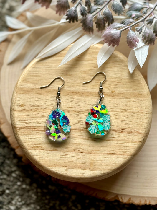 Mermaid Mix Mini Resin Teardrop Earrings