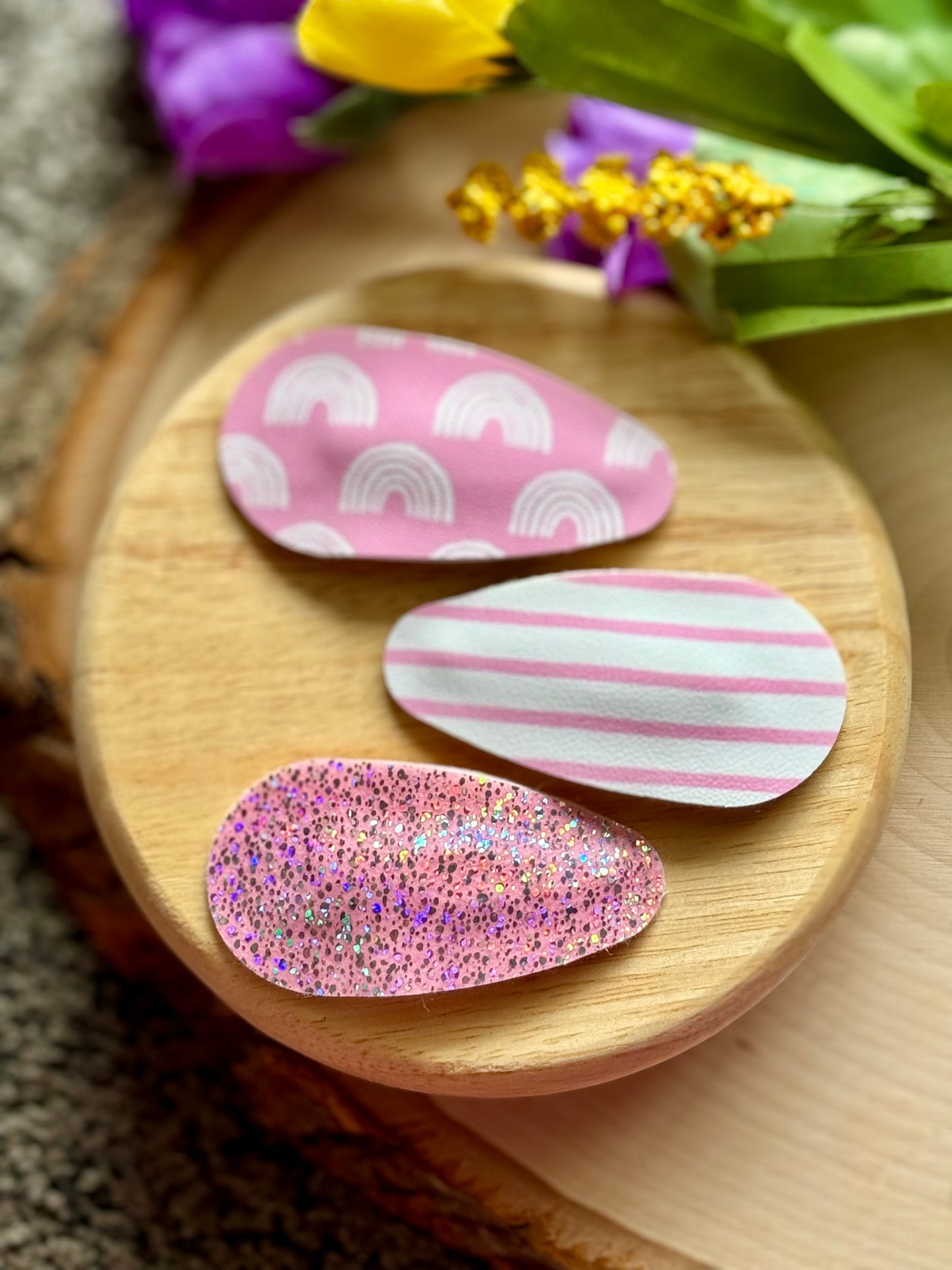 Light Pink Rainbow Snap Clip Set