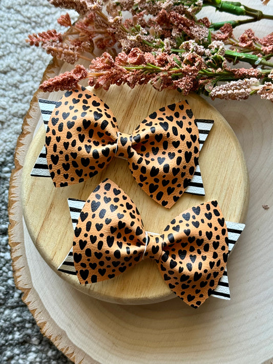 Large Leather Cheetah Heart Piggies