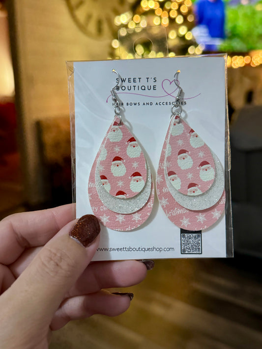 Pink Santa Teardrop Earrings