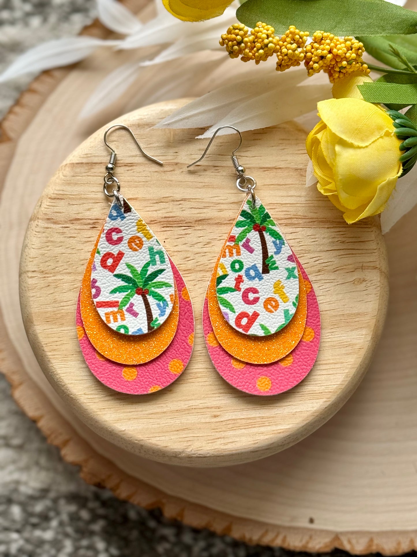 Letter Tree Teardrop Earrings