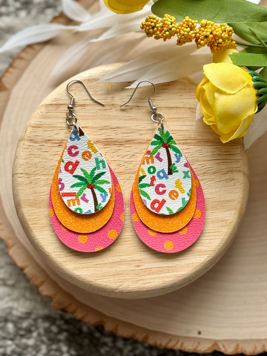 Letter Tree Teardrop Earrings