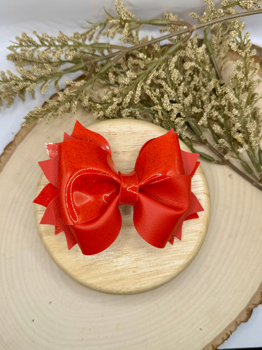 Red Shimmer Twisty Twirl Bow