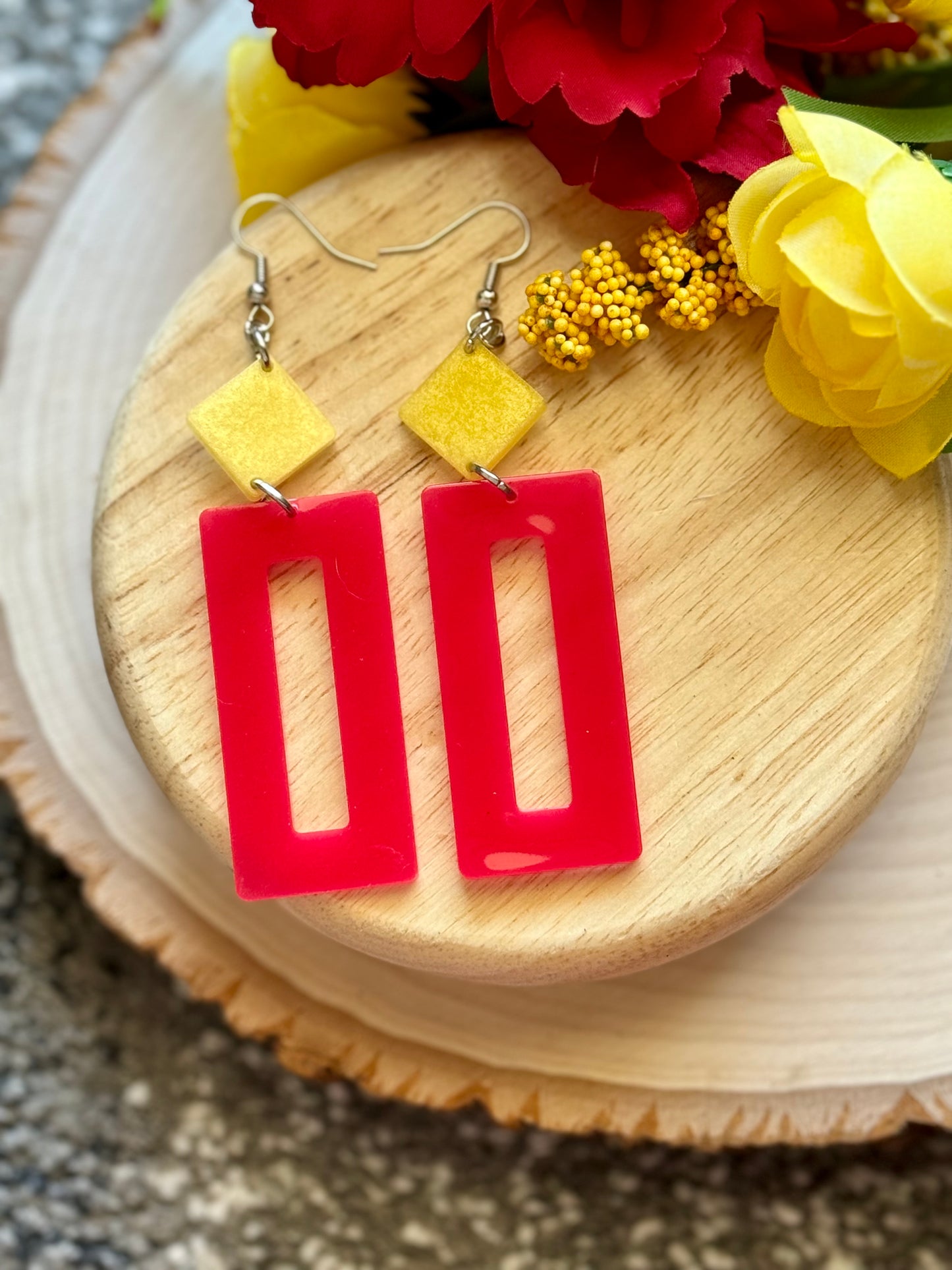 Chief Red and Yellow Resin Earrings