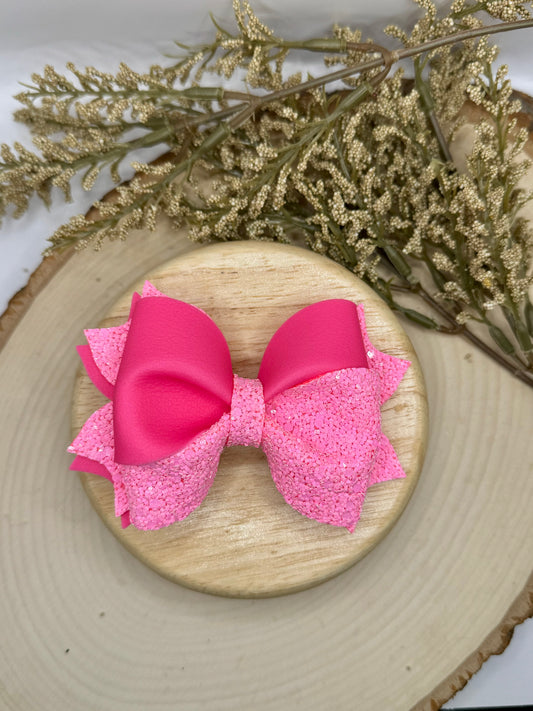 Pink Glitter Twisty Twirl Bow