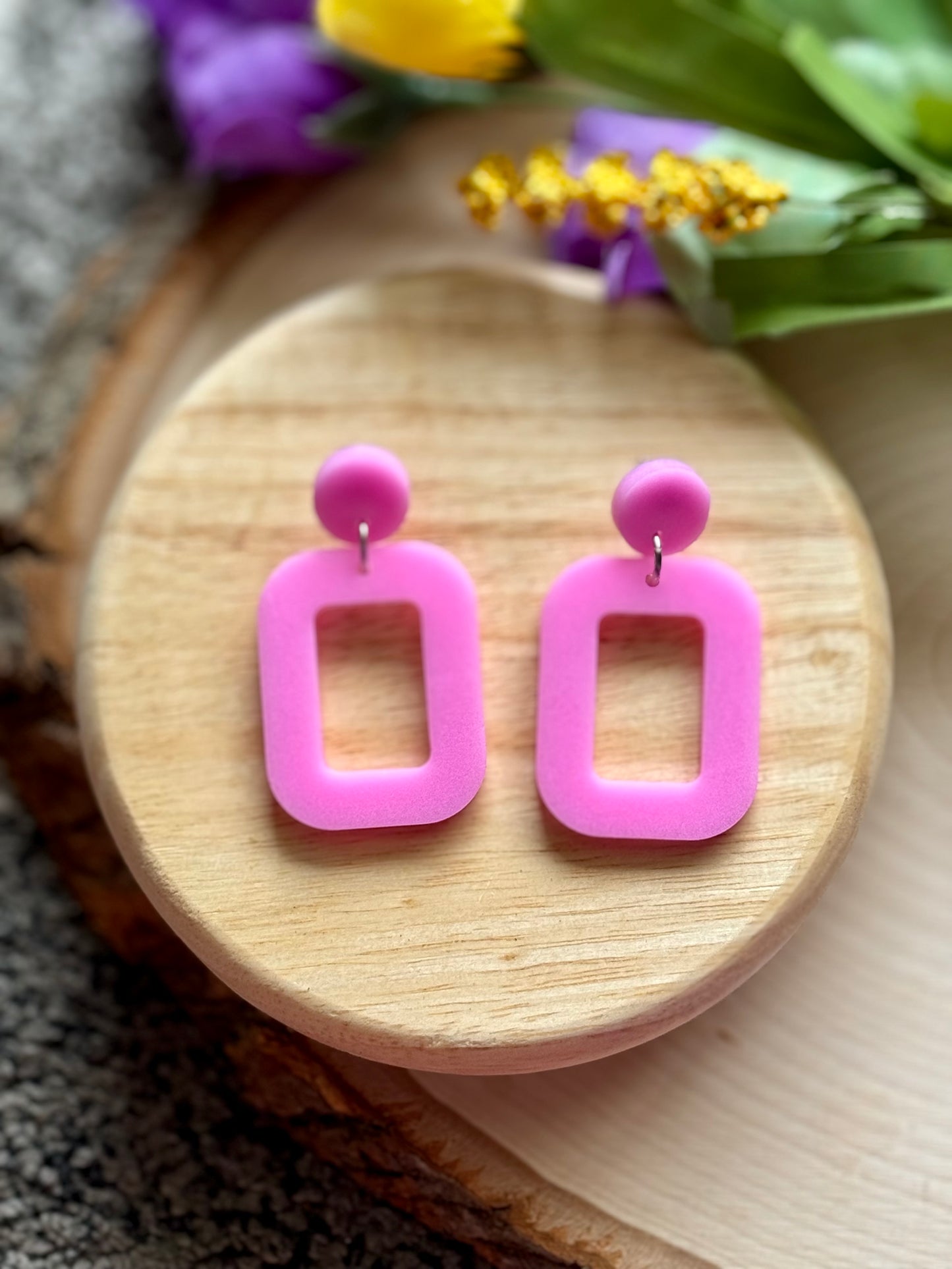 Bubblegum Pink Resin Earrings