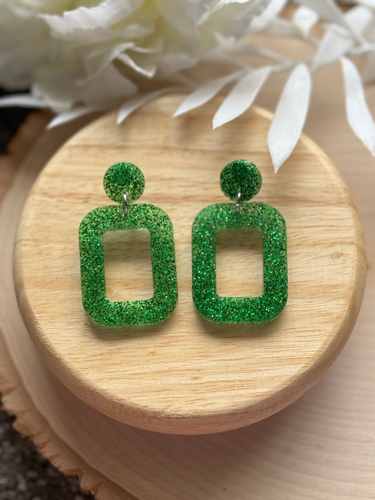 Green Mix Resin Earrings