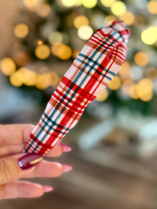 Christmas Plaid Knotted Headband