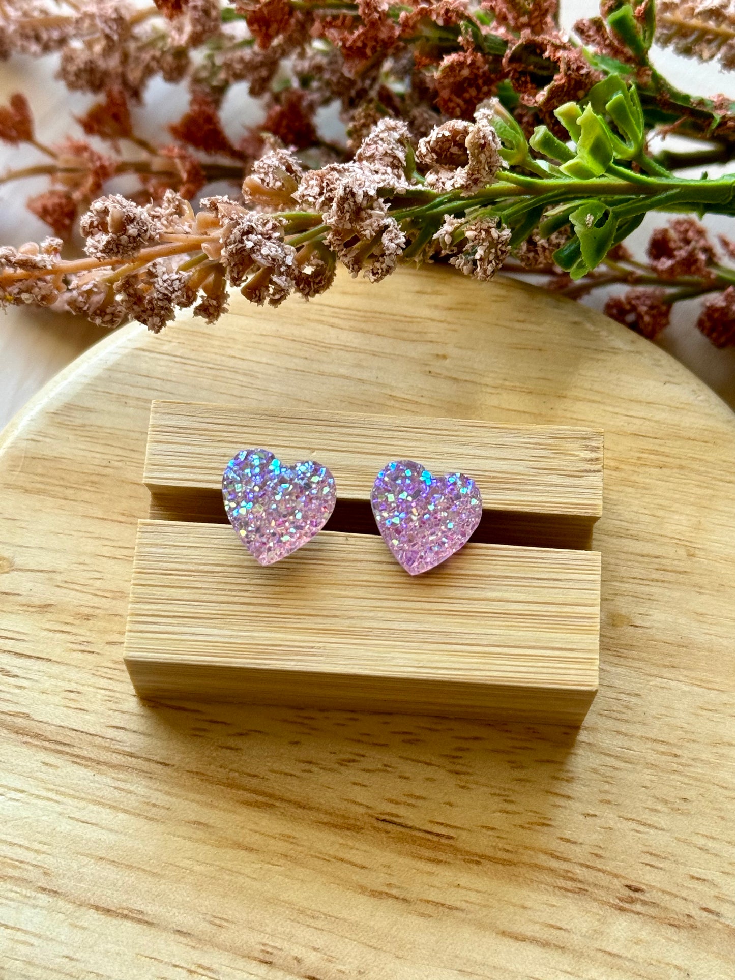 Pink Heart Stud Earring