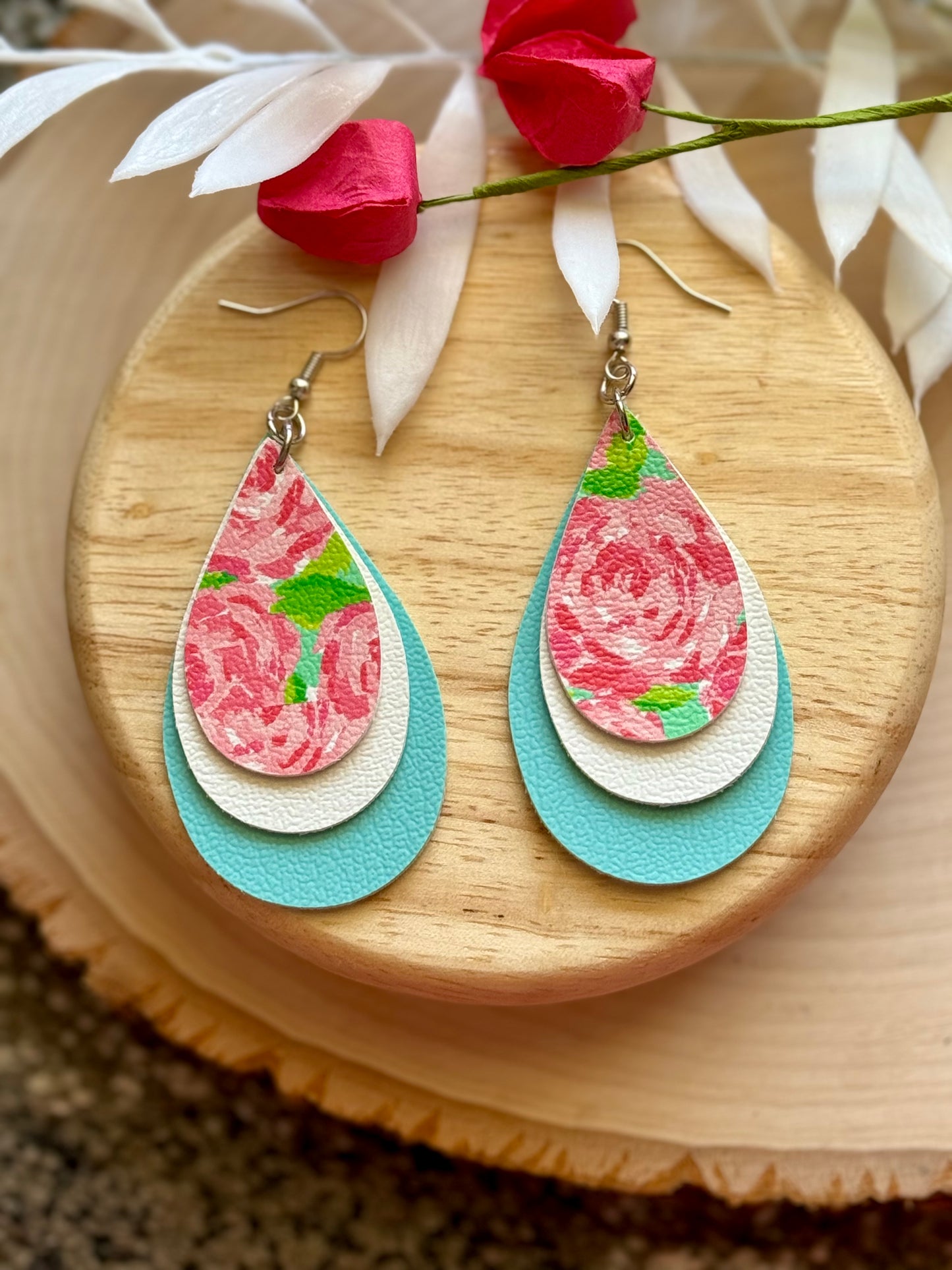 Rose Tropic Teardrop Earrings