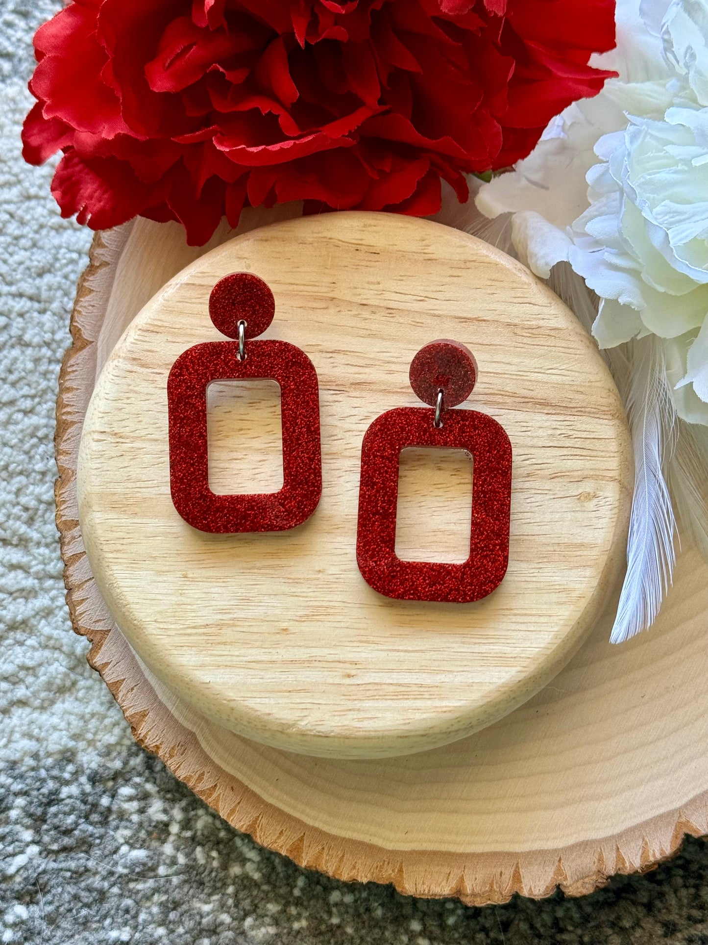 Glitter Red Resin Earrings