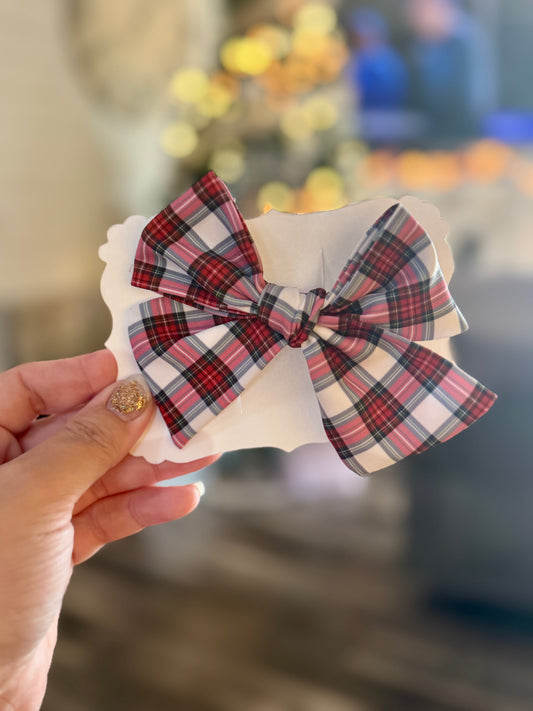 Christmas Plaid Fabric Bow