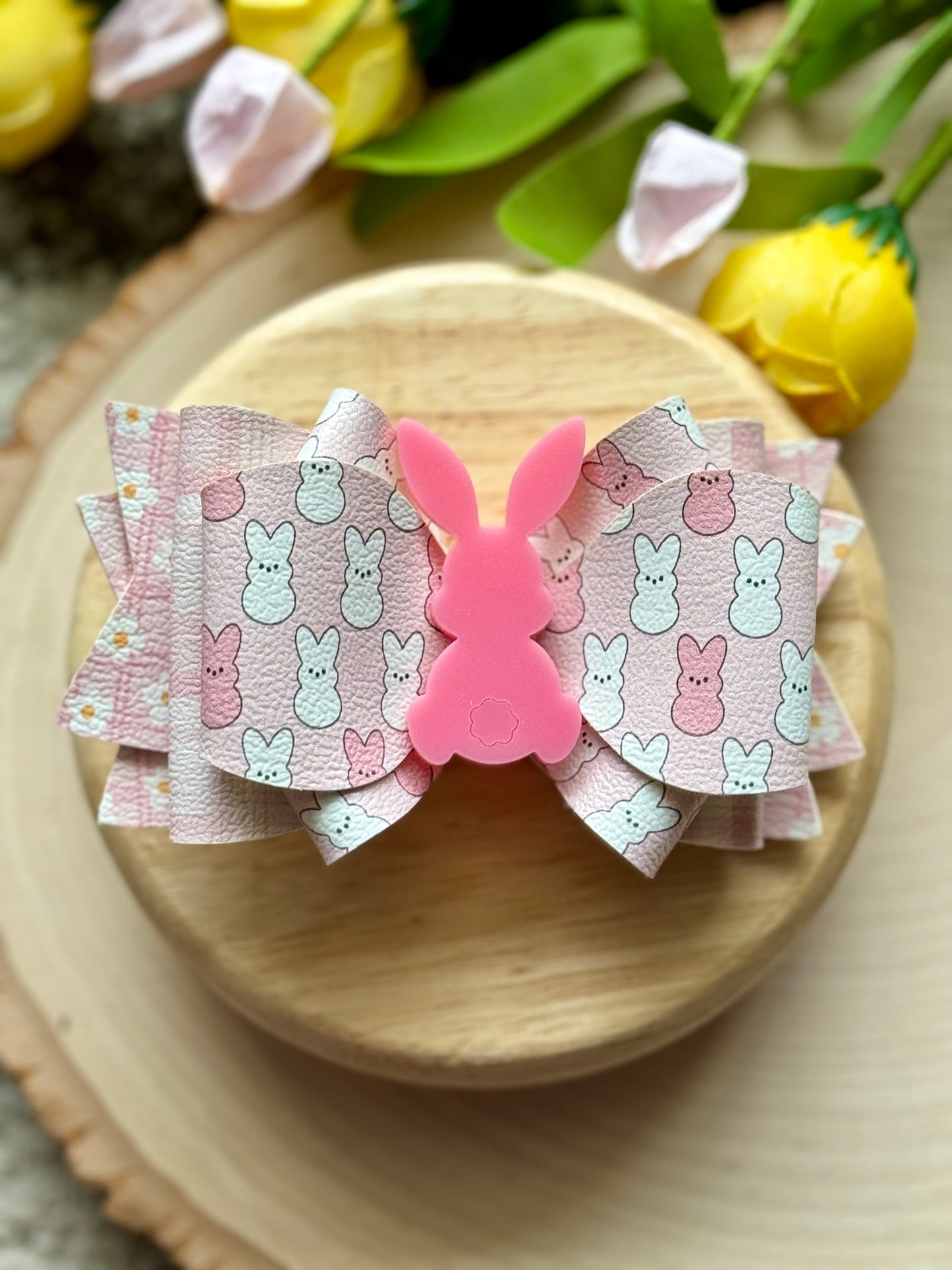 Pink Peep Bunny Bow