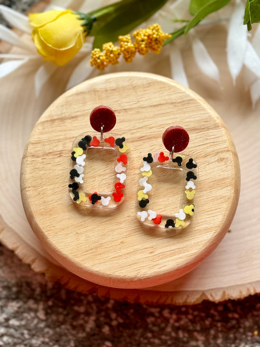 Mouse Resin Red Earrings