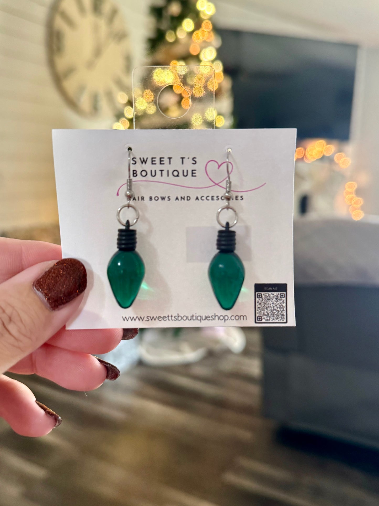 Green Bulb Earrings