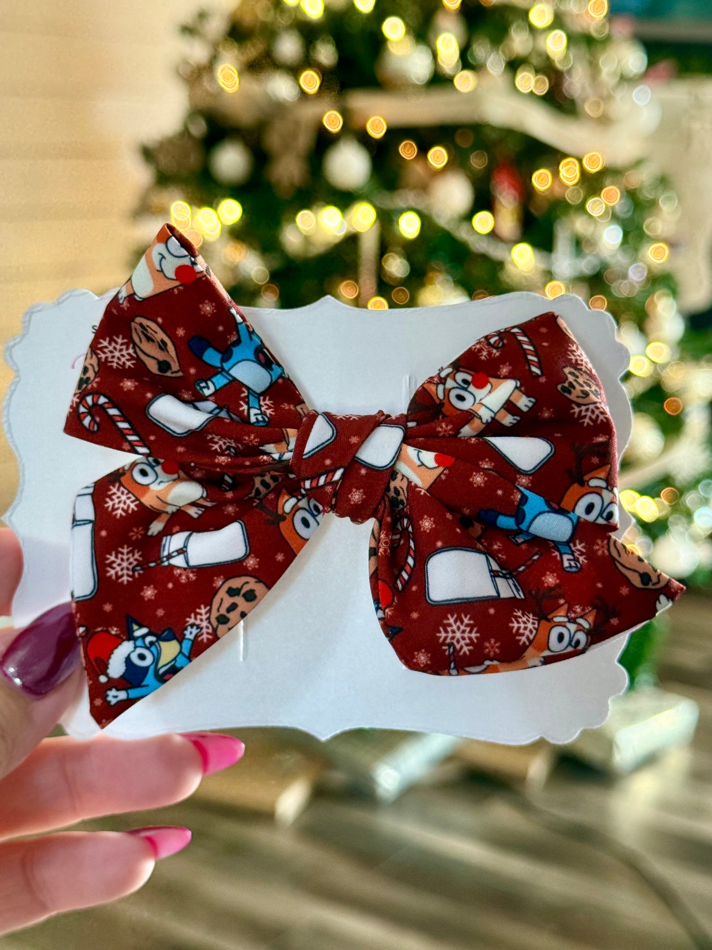 Small Fabric Blue Dog Bow