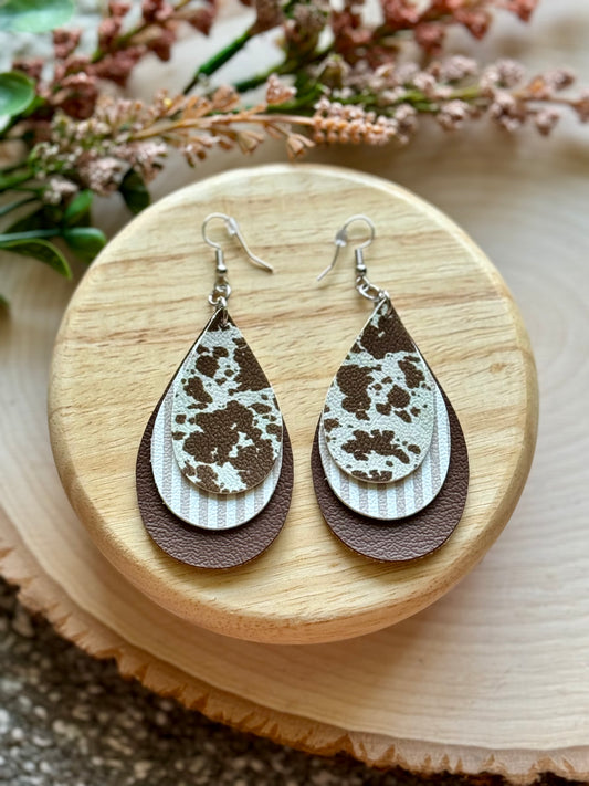 Cow Print Teardrop Earrings