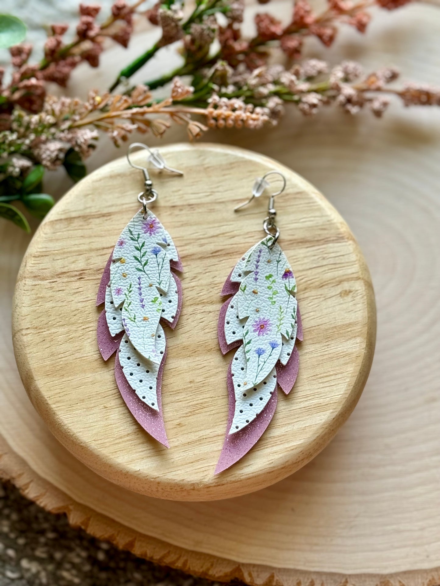 Floral Feathered Earrings