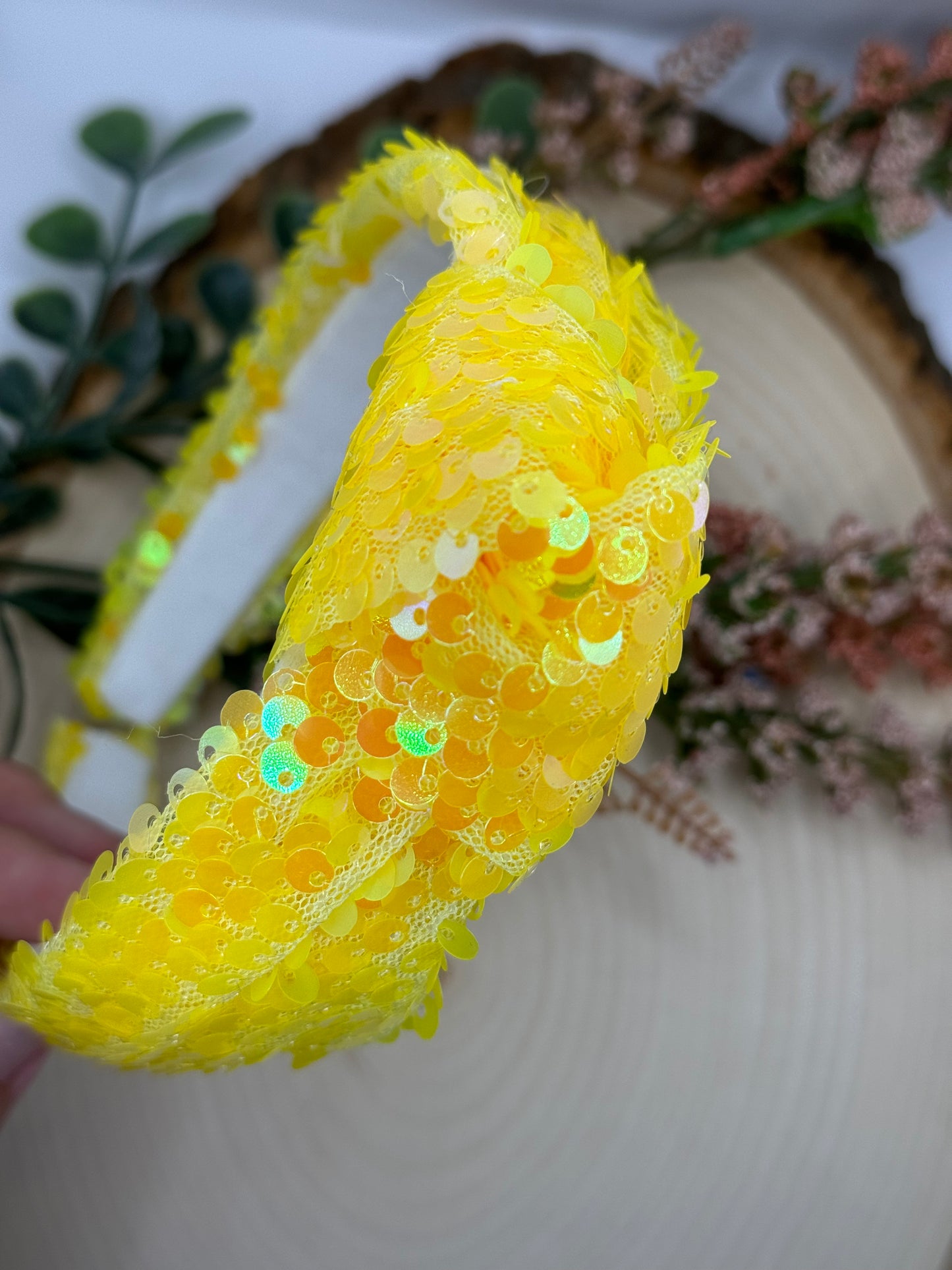 Yellow Sequin Knotted Headband