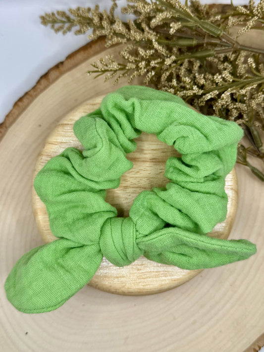 Green Linen Scrunchie