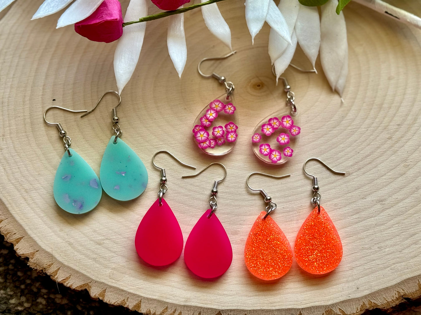 Tropic Mini Teardrop Resin Earrings