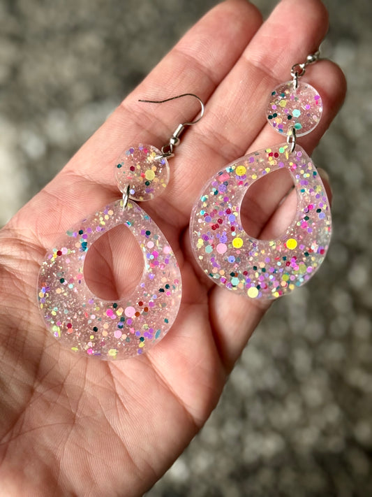 Birthday Mix Open Tear Resin Earrings