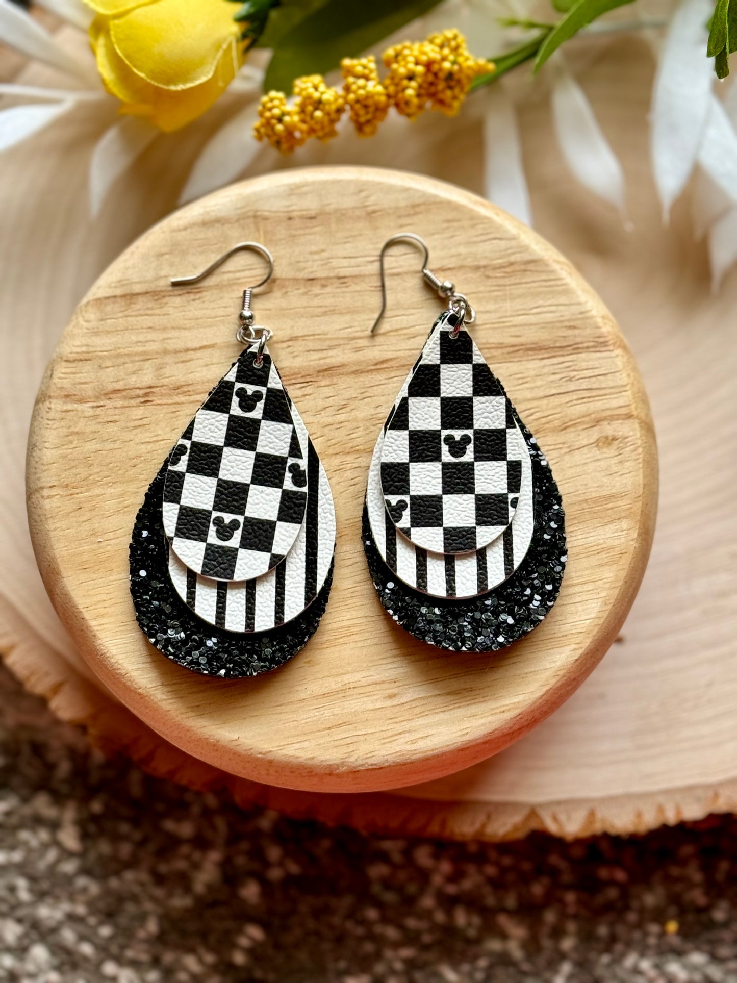 Black Mouse Teardrop Earrings