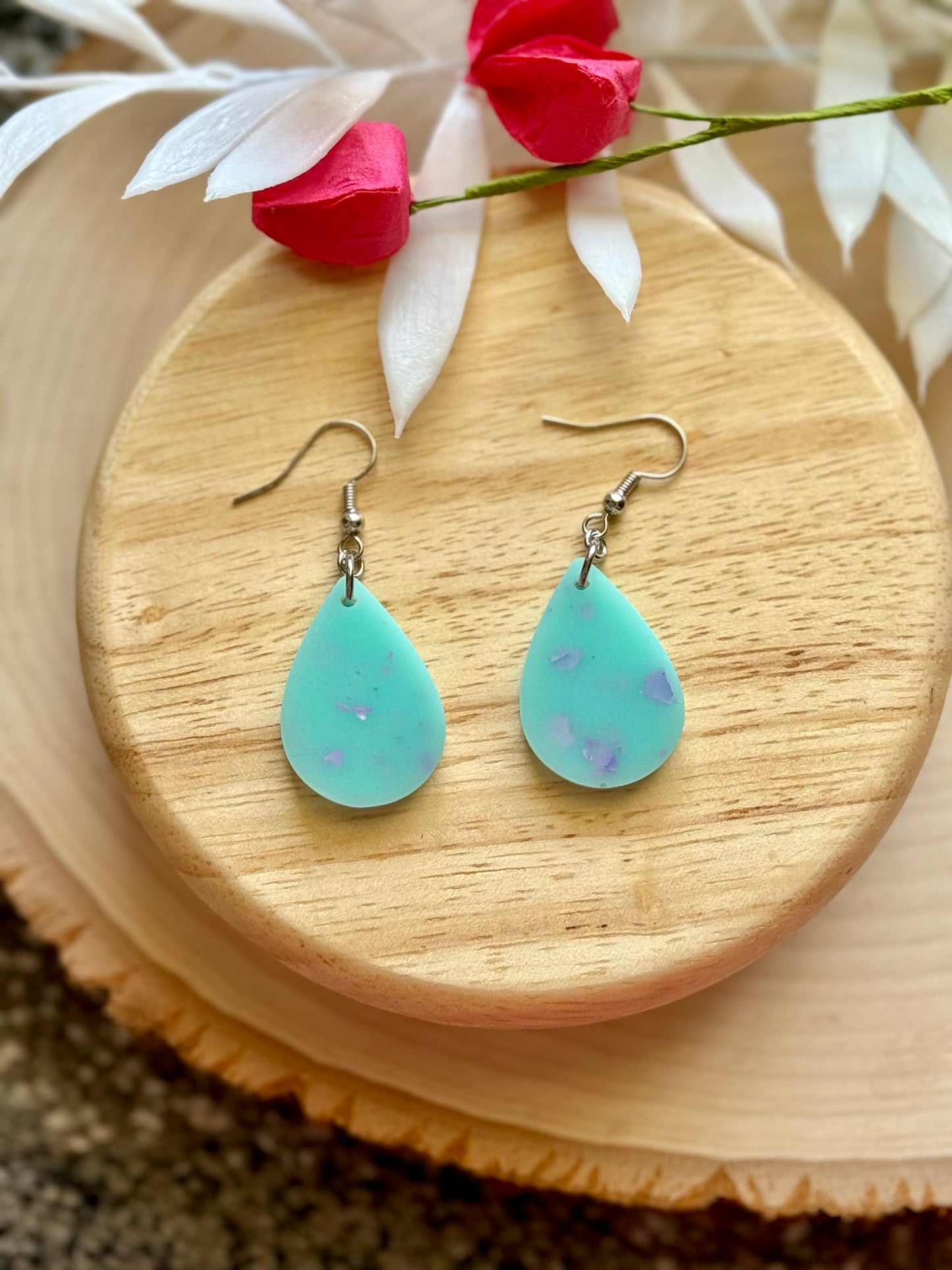 Tropic Mini Teardrop Resin Earrings